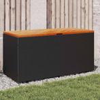 vidaXL Tuinbox 110x50x54 cm poly rattan en acaciahout zwart, Tuin en Terras, Bergingen en Tuinkasten, Verzenden, Nieuw