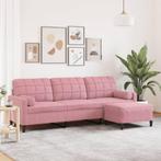 vidaXL Driezitsbank met voetenbank 210 cm fluweel roze, Verzenden, Nieuw
