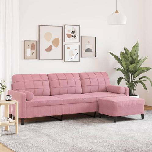 vidaXL Driezitsbank met voetenbank 210 cm fluweel roze, Huis en Inrichting, Zetels | Zetels, Nieuw, Verzenden
