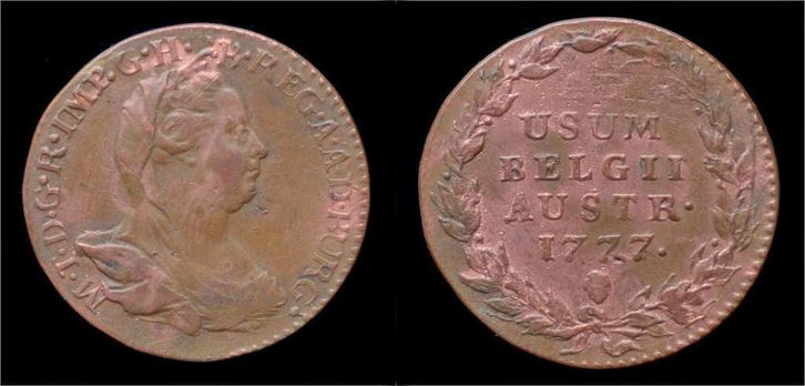 Double liard of oord Austrian Netherlands Brabant Maria-t..., Postzegels en Munten, Munten | Europa | Niet-Euromunten, België