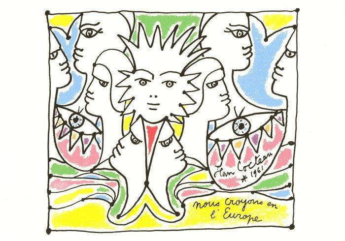 Jean Cocteau (1889-1963) after - Lot de 2 lithographies :, Antiek en Kunst, Antiek | Overige Antiek