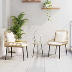 vidaXL Tuin Eettafel Set 3 pcs Bruin, Zwart en Crème, Tuin en Terras, Verzenden, Nieuw