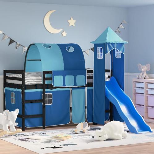 vidaXL Lit mezzanine enfants avec tour bleu 80x200cm, Maison & Meubles, Chambre à coucher | Lits, Neuf, Envoi