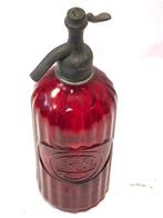 Fles - oude rode gegraveerde sifon