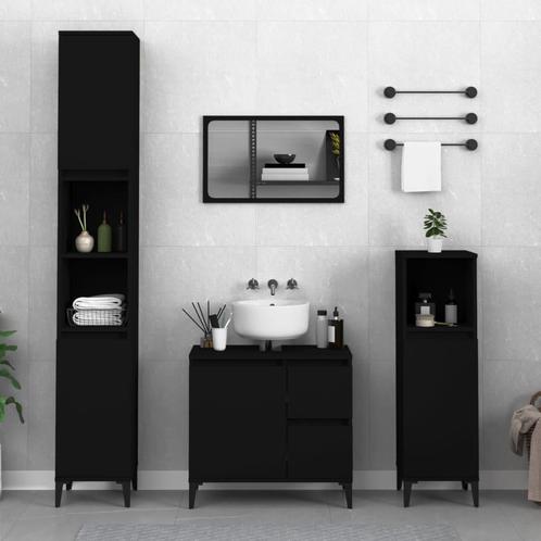 vidaXL Badkamerkast 30x30x100 cm bewerkt hout zwart, Maison & Meubles, Salle de bain | Meubles de Salle de bain, Envoi