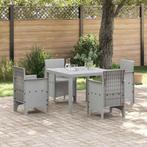 vidaXL Tuin Eettafel Set 5 pcs Lichtgrijs Polt riet, Verzenden, Nieuw