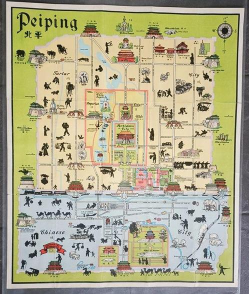 Chine - Early Beijing Chinese tourist traveller map.;, Boeken, Atlassen en Landkaarten