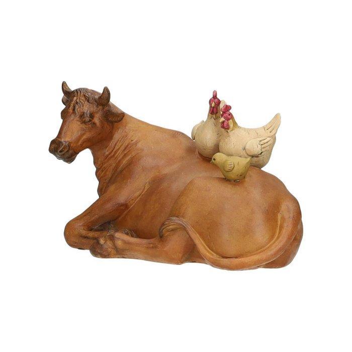 Beeldje - Cow with chickens - Hars, Antiek en Kunst, Curiosa en Brocante