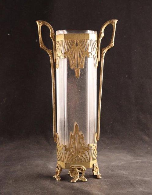 Mooie antieke sier - Vase - Verre, Métal plaqué or, Antiek en Kunst, Antiek | Overige Antiek