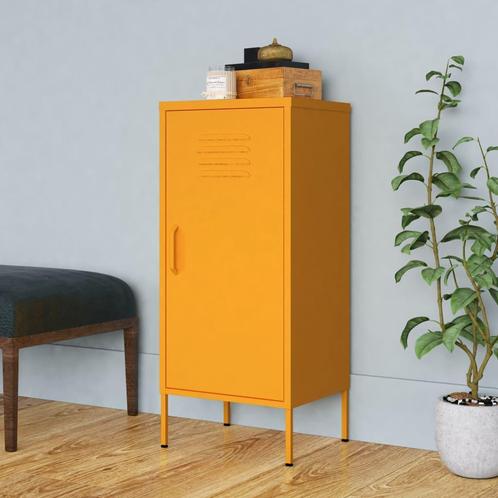 vidaXL Opbergkast 42,5x35x101,5 cm staal mosterdgeel, Huis en Inrichting, Kasten | Overige, Nieuw, Verzenden