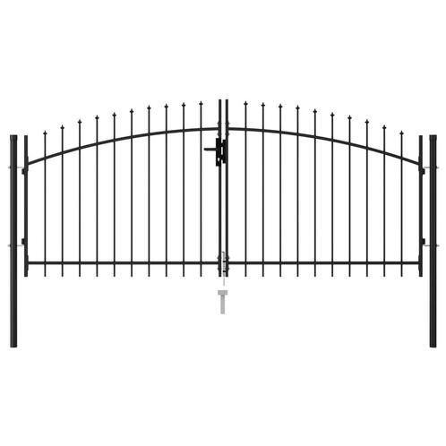 vidaXL Poort met puntige bovenkant dubbel 3x1,25 m staal, Tuin en Terras, Tuinpoorten, Nieuw, Verzenden