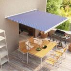 vidaXL Luifel handmatig 350x250 cm blauw en wit, Tuin en Terras, Zonneschermen, Verzenden, Nieuw