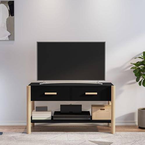 vidaXL Tv-meubel 82x38x45 cm bewerkt hout zwart, Maison & Meubles, Armoires | Mobilier de télévision, Envoi
