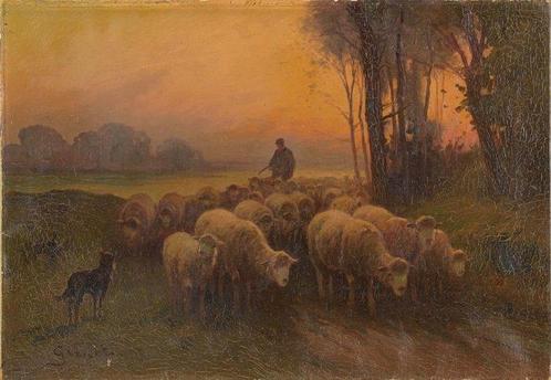 Dominique Adolphe Grenet de Joigny (1821-1885) - Sheepherder, Antiek en Kunst, Kunst | Schilderijen | Klassiek