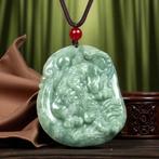 Groene nefriet hanger – Tijger en Leeuw Bewakers, Antiek en Kunst