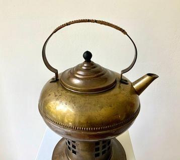 Théière - Laiton - Théière avec chauffe-plat