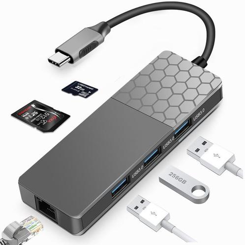 USB C adapter hub ethernet LAN USB 3.0 SD MicroSD *kwaliteit, Informatique & Logiciels, Enceintes Pc, Envoi