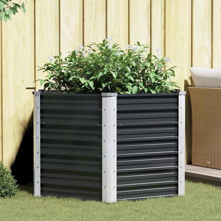 vidaXL Plantenbak verhoogd 129x129x77cm gegalvaniseerd staal, Tuin en Terras, Bloempotten, Nieuw, Verzenden
