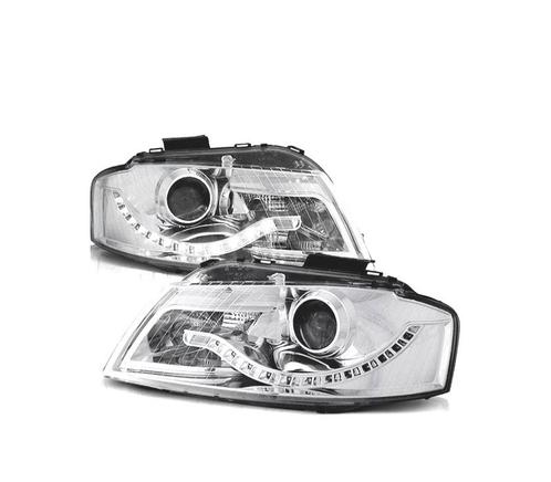 PHARES POUR AUDI A3 8P LED DAYLIGHT FOND CHROMÉ, Autos : Pièces & Accessoires, Éclairage, Envoi