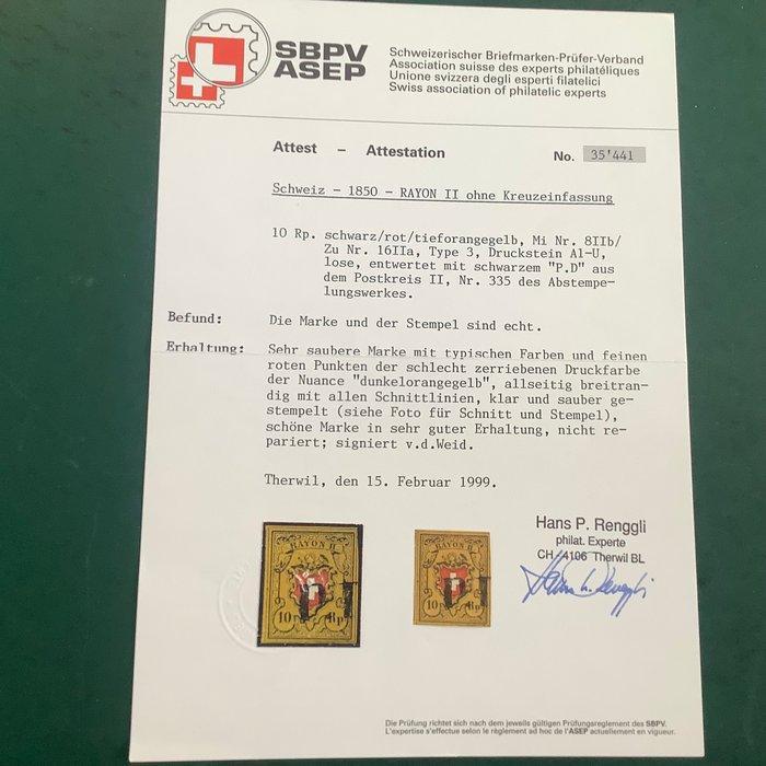 Zwitserland 1850 - Rayon II in diepe donkere oranje, Postzegels en Munten, Postzegels | Europa | Oostenrijk