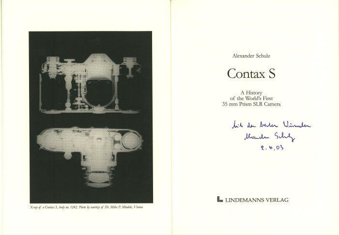 Alexander Schulz, Contax S A History of the Worlds First, Audio, Tv en Foto, Fotocamera's Analoog