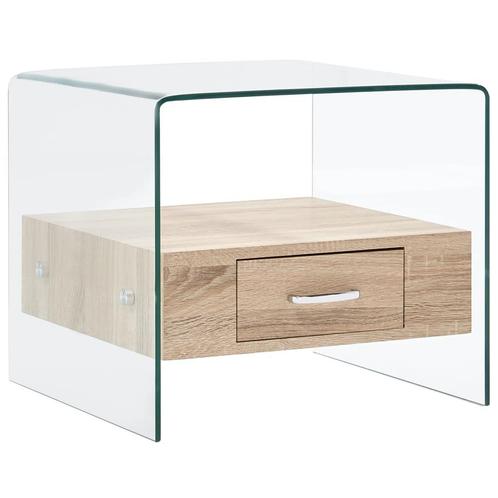 vidaXL Table basse avec tiroir 50 x 50 x 45 cm Verre, Maison & Meubles, Tables | Tables de salon, Neuf, Envoi