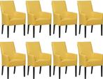 Set van 8 Gele leren landelijke eetkamerstoelen - Toledo, Huis en Inrichting, Stoelen, Nieuw, Vijf, Zes of meer stoelen, Landelijk