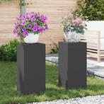vidaXL Plantenstand 2 pcs Zwart 24 x 24 x 55 cm Staal, Tuin en Terras, Verzenden, Nieuw
