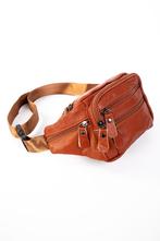 Heuptasje Echt Leer Vakjes Fanny Pack Rood Bruin Cognac Rood, Ophalen of Verzenden, Nieuw, Bruin