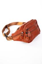 Heuptasje Echt Leer Vakjes Fanny Pack Rood Bruin Cognac Rood, Handtassen en Accessoires, Tassen | Damestassen, Ophalen of Verzenden