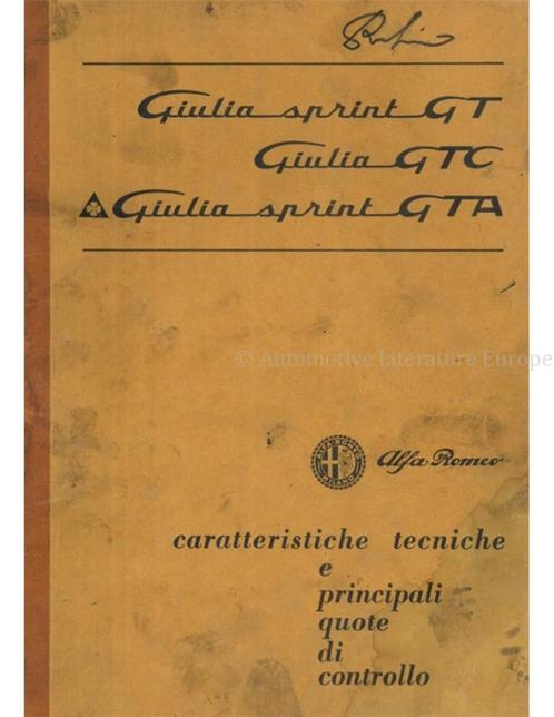 1965 ALFA ROMEO GIULIA SPRINT GT | GTC | SPRINT GTA, Auto diversen, Handleidingen en Instructieboekjes
