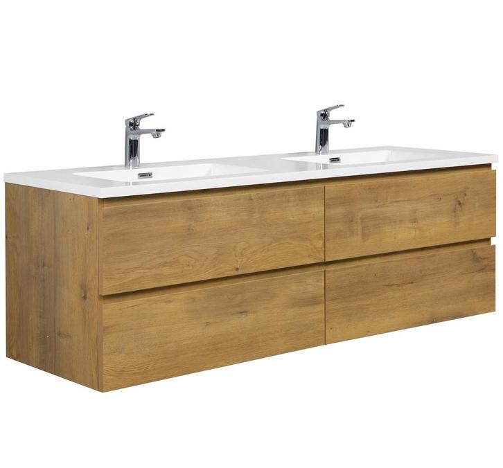 Badkamermeubel Set Angela 160cm Eiken Badmeubel, Huis en Inrichting, Badkamer | Badkamermeubels, Nieuw, Verzenden