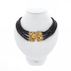 Antieke kralencollier met gouden sierslot (Ketting), Gebruikt, Overige kleuren, Ophalen of Verzenden, Met edelsteen