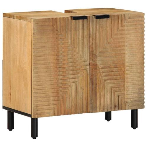 vidaXL Wastafelmeubel 62x33x58 cm massief mango bruin, Huis en Inrichting, Badkamer | Badkamermeubels, Nieuw, Verzenden