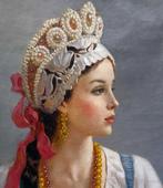 Vladislav Nagornov (1974-) - Jeune Femme au Collier dAmbre, Antiek en Kunst, Kunst | Schilderijen | Klassiek