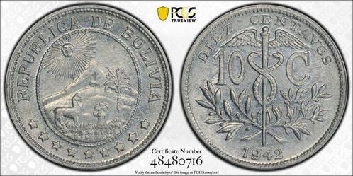 Bolivia. 10 Centavos 1942 - PCGS MS64, Postzegels en Munten, Munten | Europa | Niet-Euromunten