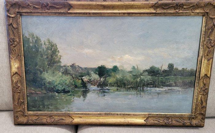 Karl Daubigny (1846-1886) - Bord de seine aux Andelys, Antiek en Kunst, Kunst | Schilderijen | Klassiek