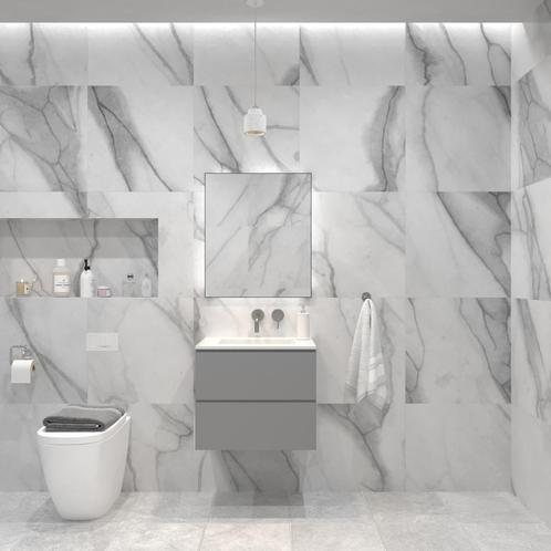 Badkamermeubelset Gliss Hermes 60 cm Beton Grijs, Doe-het-zelf en Bouw, Sanitair, Bad, Nieuw, Ophalen of Verzenden