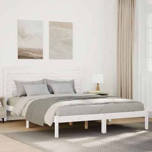 vidaXL Bedframe extra lang zonder matras massief hout wit, Huis en Inrichting, Slaapkamer | Bedden, Nieuw, Verzenden