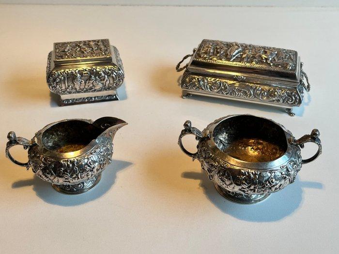 Zaanse Zilversmederij - Koffie- en theeservies (4) - .835, Antiek en Kunst, Antiek | Zilver en Goud