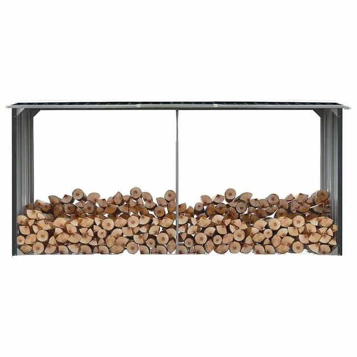 vidaXL Haardhoutschuur 330x92x153 cm gegalvaniseerd staal, Tuin en Terras, Overige Tuin en Terras, Nieuw, Verzenden