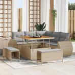 vidaXL Tuinbank Set 8 pcs Beige poly rattan, Tuin en Terras, Tuinsets en Loungesets, Verzenden, Nieuw