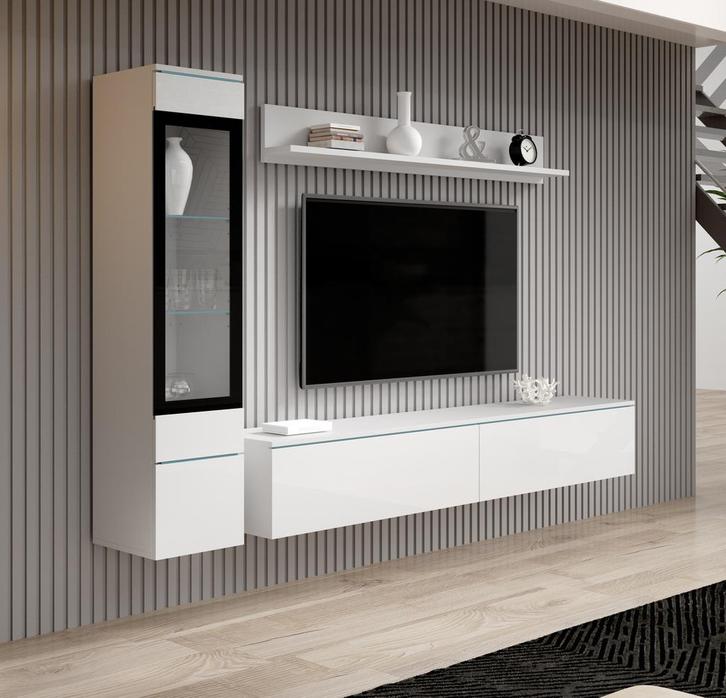 Wandmeubel wit Set van 3 TV-Meubel, Huis en Inrichting, Kasten | Wandmeubels, 25 tot 50 cm, Nieuw, 150 tot 200 cm, Verzenden
