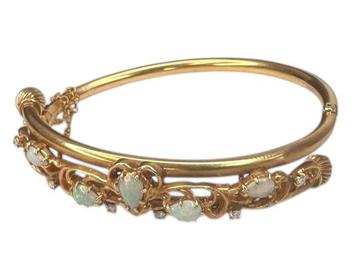 Armband - 14 karaat Geel goud - 3.50ct. tw. Opaal - Diamant