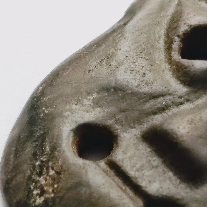 Oud Tibetaans of Nepalees Black Stone Godsmasker Talisman -, Antiek en Kunst, Antiek | Overige Antiek