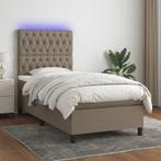 vidaXL Sommier tapissier avec matelas et LED Taupe 80x200cm