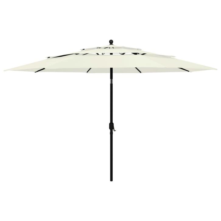 vidaXL Parasol 3-laags met aluminium paal 3,5 m zandkleurig, Tuin en Terras, Parasols, Nieuw, Verzenden