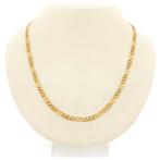 18 Krt. Gouden figaro schakel ketting | 63 cm (karabijnhaak), Handtassen en Accessoires, Kettingen, Ophalen of Verzenden, Gebruikt