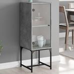 vidaXL Armoire latérale avec porte en verre gris béton, Maison & Meubles, Verzenden, Neuf