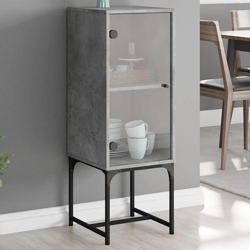 vidaXL Armoire latérale avec porte en verre gris béton, Maison & Meubles, Armoires | Dressoirs, Neuf, Envoi